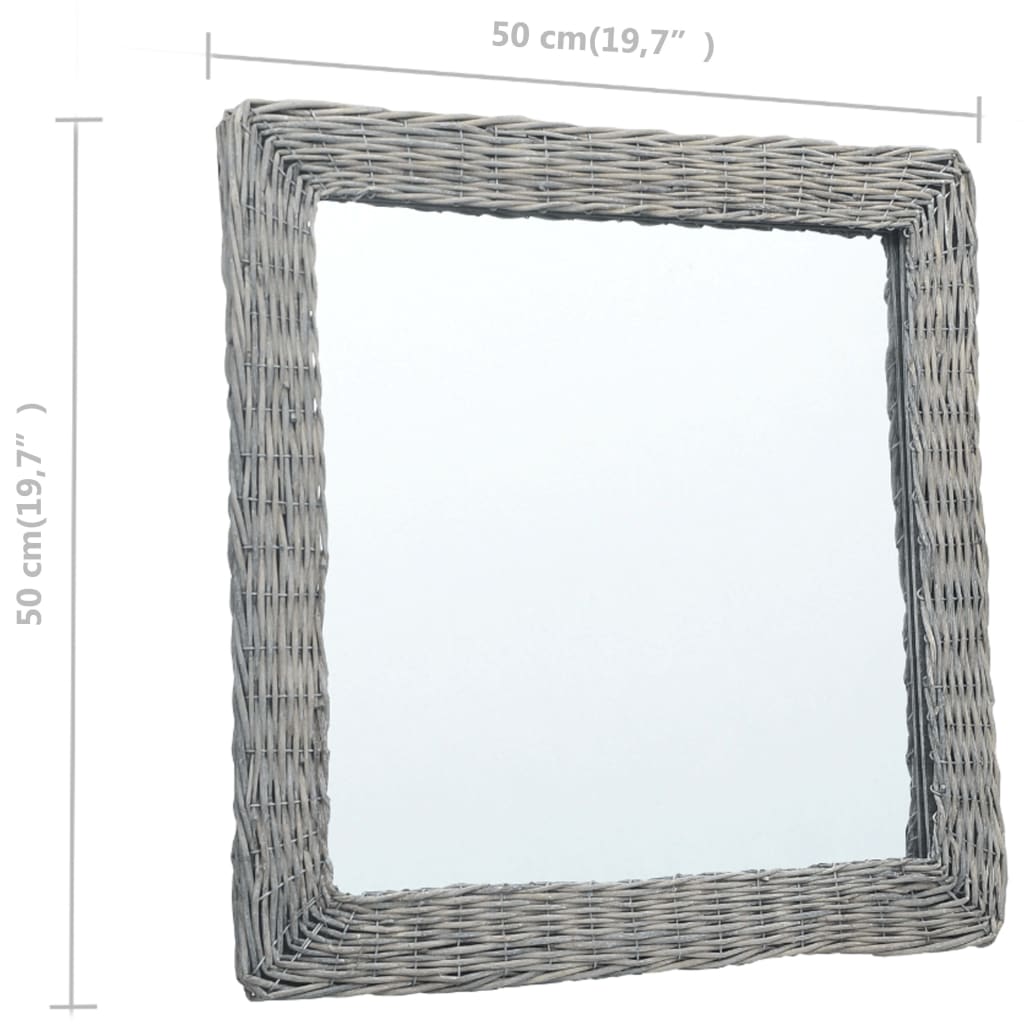 vidaXL Mirror 50x50 cm Wicker