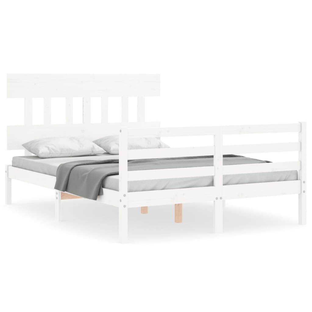 vidaXL Bed Frame with Headboard White 120x200 cm Solid Wood | vidaXL.ie