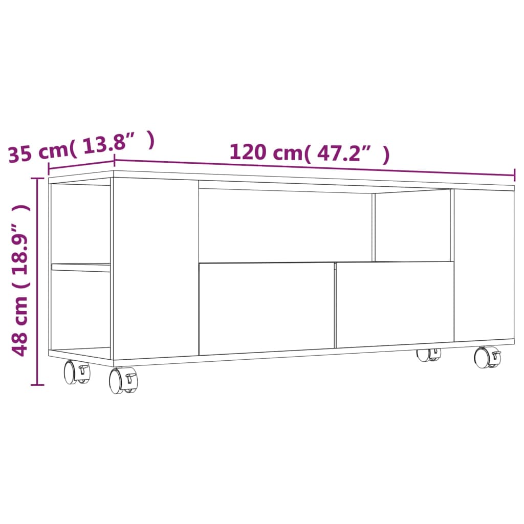 vidaXL TV Cabinet Grey Sonoma 120x35x48 cm Engineered Wood