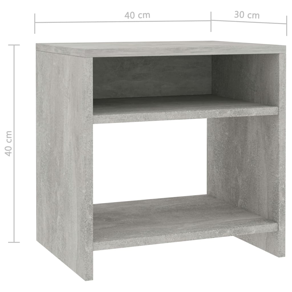 vidaXL Bedside Cabinet Concrete Grey 40x30x40 cm Engineered Wood
