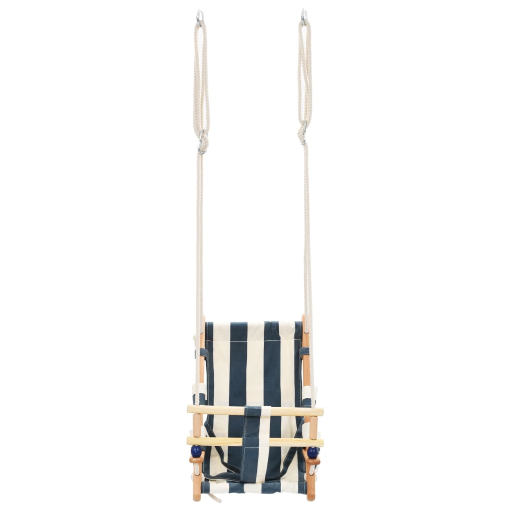 vidaXL Baby Swing with Safety Belt Cotton Wood Blue