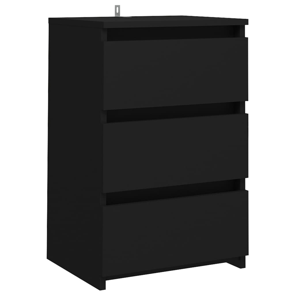 vidaXL Bed Cabinets 2 pcs Black 40x35x62.5 cm Engineered Wood