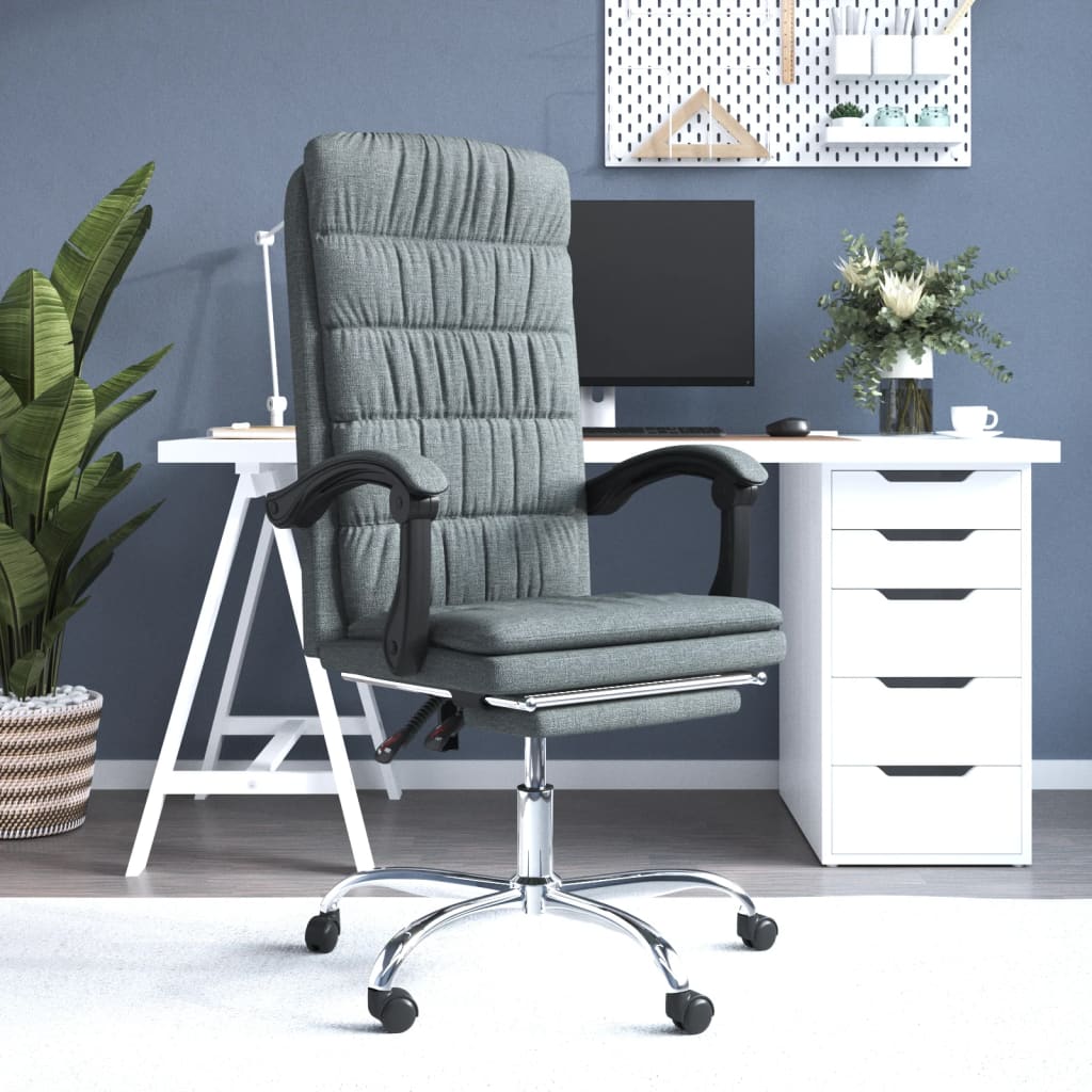 vidaXL Reclining Office Chair Dark Grey Fabric