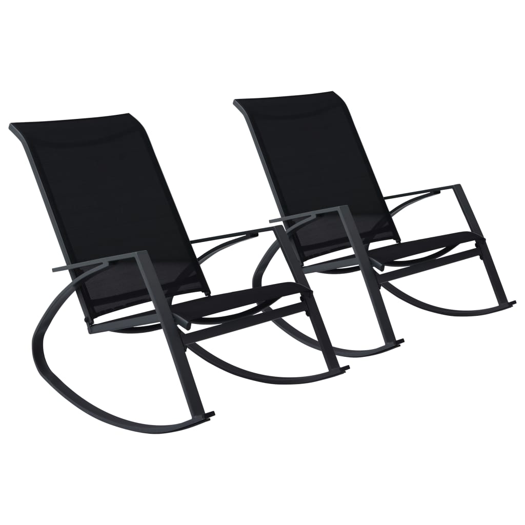 vidaXL Garden Rocking Chairs 2 pcs Textilene Black