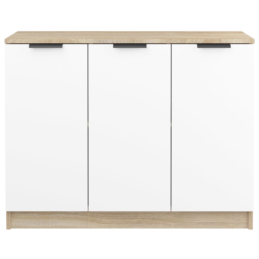 vidaXL Sideboard White and Sonoma Oak 90.5x30x70 cm Engineered Wood