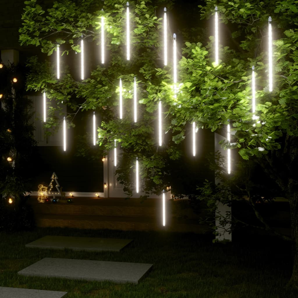 vidaXL Meteor Lights 20 pcs 30 cm Cold White 480 LEDs Indoor Outdoor