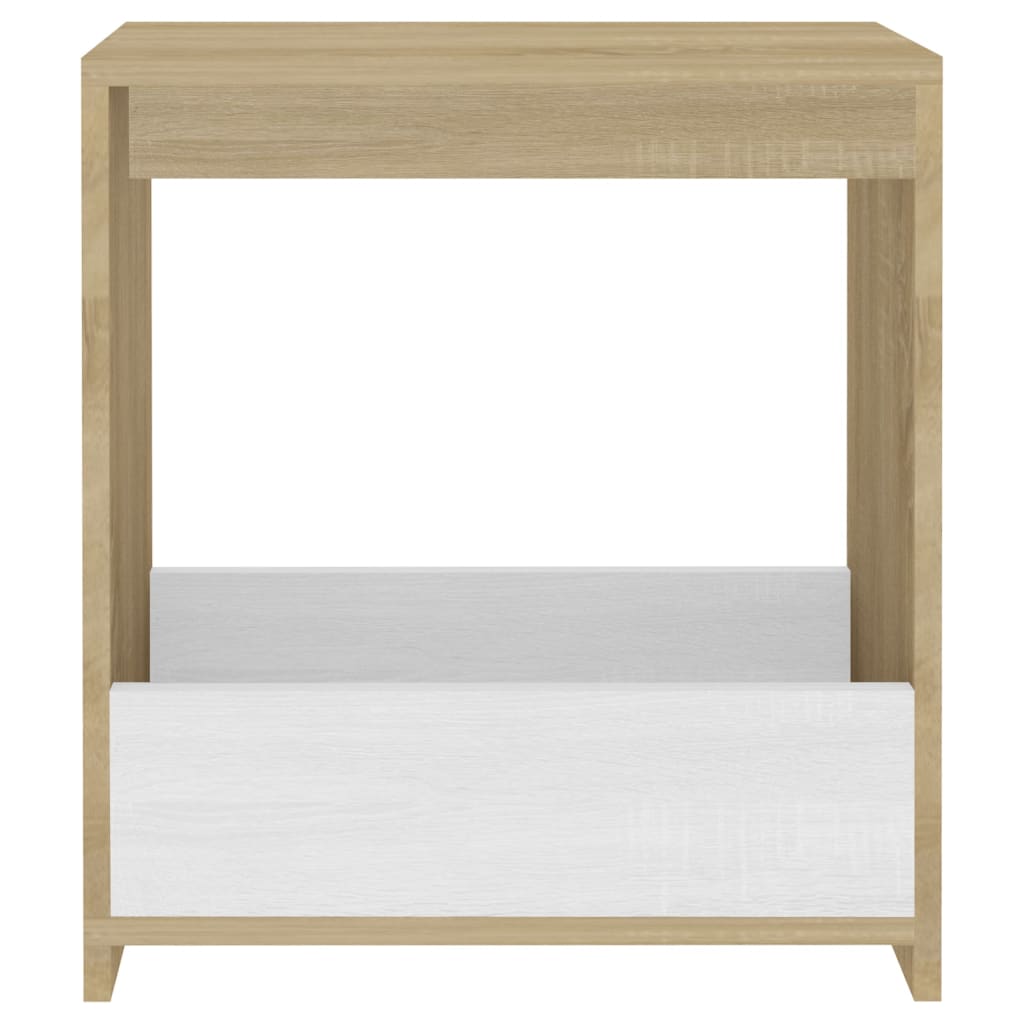 vidaXL Side Table White and Sonoma Oak 50x26x50 cm Engineered Wood