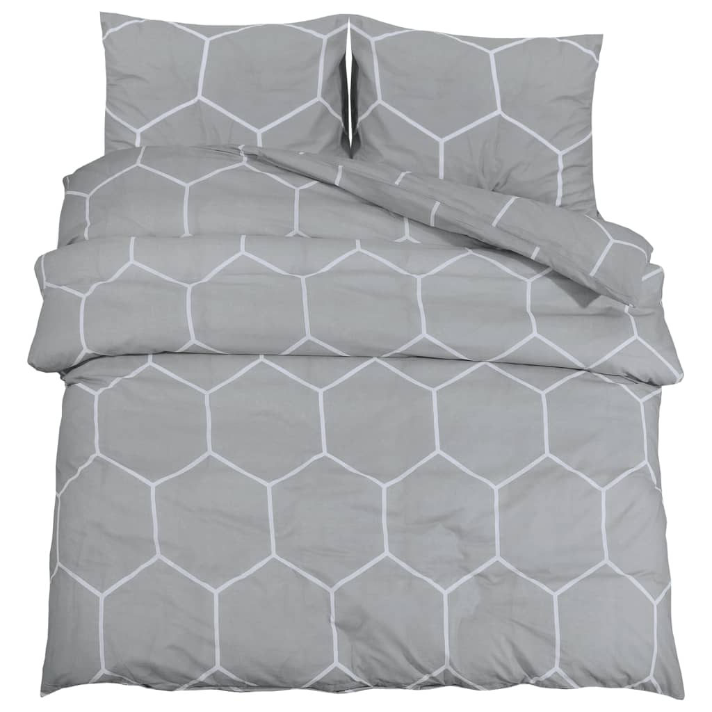 vidaXL Duvet Cover Set Grey 200x220 cm Cotton