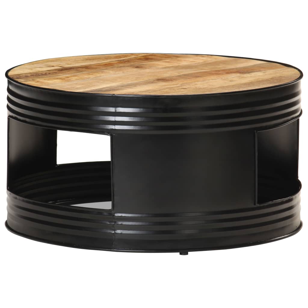 vidaXL Coffee Table Black 68x68x36 cm Solid Rough Mango Wood
