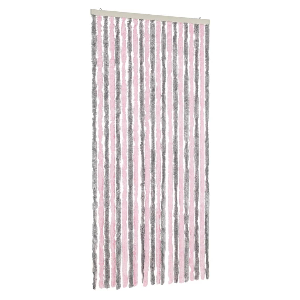 vidaXL Fly Curtain Silver Grey and Pink 90x200 cm Chenille