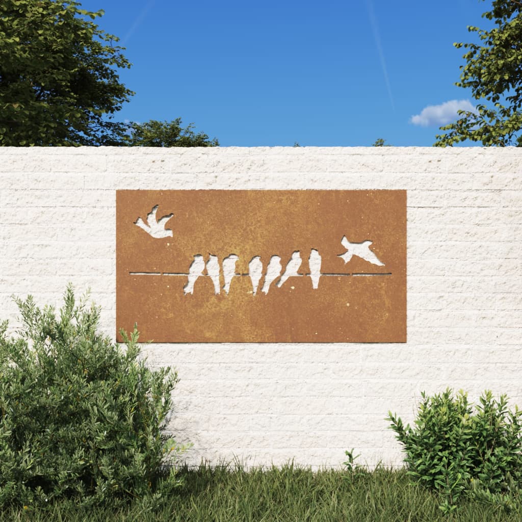vidaXL Garden Wall Decoration 105x55 cm Corten Steel Bird Design