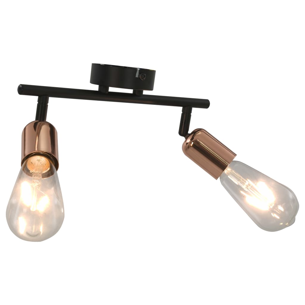 vidaXL 2-Way Spot Light with Filament Bulbs 2 W Black and Copper E27