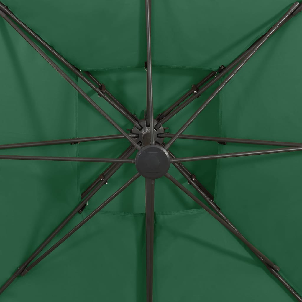 vidaXL Cantilever Umbrella with Double Top 300x300 cm Green