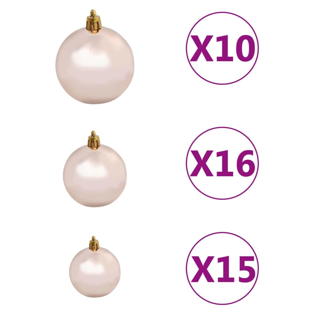 vidaXL Artificial Pre-lit Christmas Tree with Ball Set Gold 210 cm PET