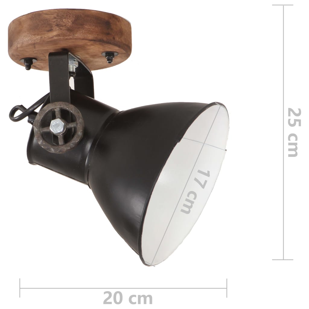 vidaXL Industrial Wall/Ceiling Lamps 2 pcs Black 20x25 cm E27