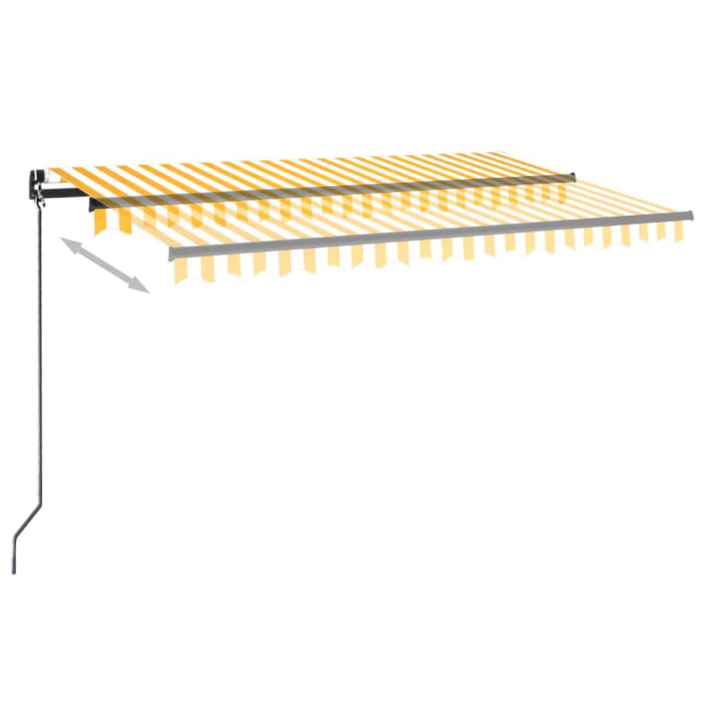 vidaXL Manual Retractable Awning with LED 450x350 cm Yellow and White