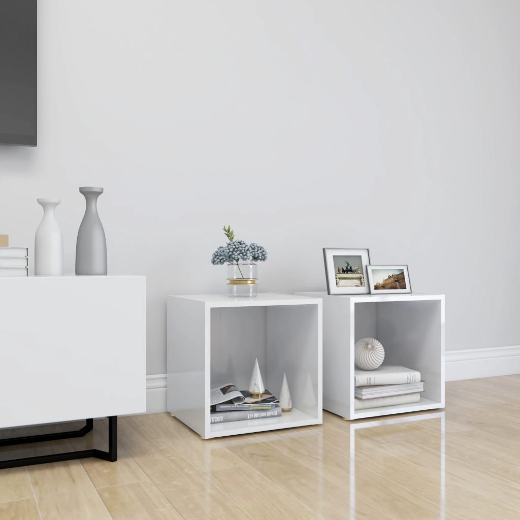 vidaXL TV Cabinets 2 pcs High Gloss White 37x35x37 cm Engineered Wood