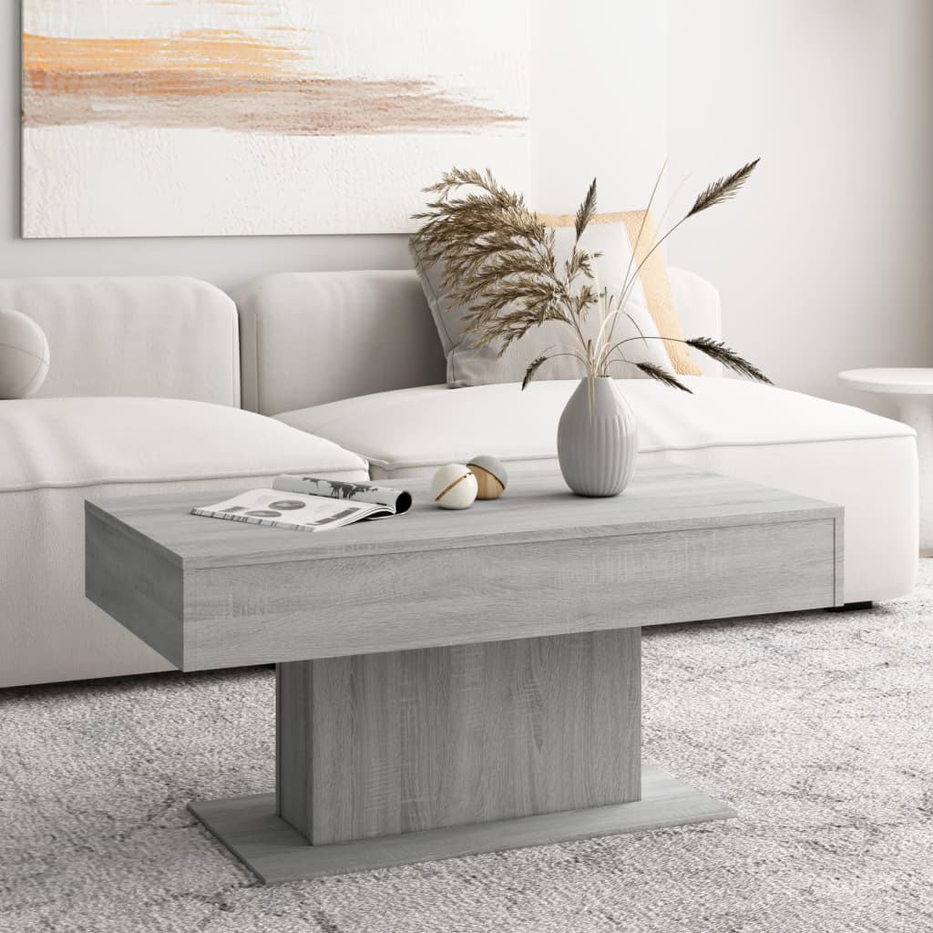 vidaXL Coffee Table Grey Sonoma 96x50x45 cm Engineered Wood