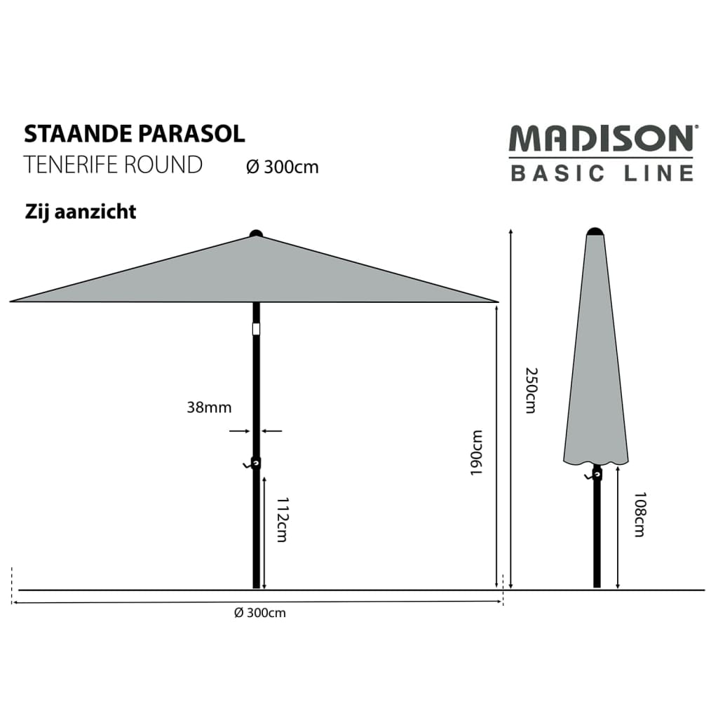 Madison Parasol Tenerife 300 cm Round Apple Green