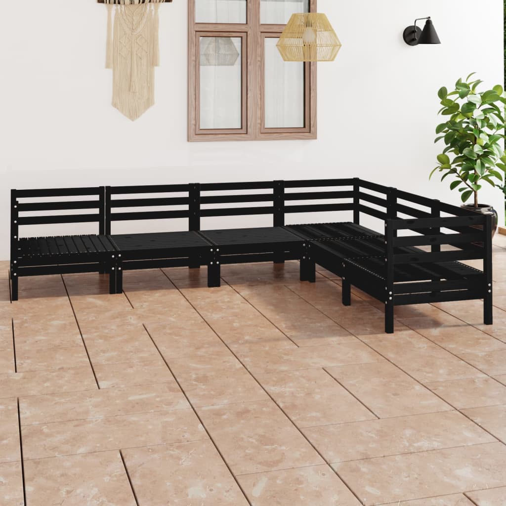 vidaXL 6 Piece Garden Lounge Set Solid Pinewood Black