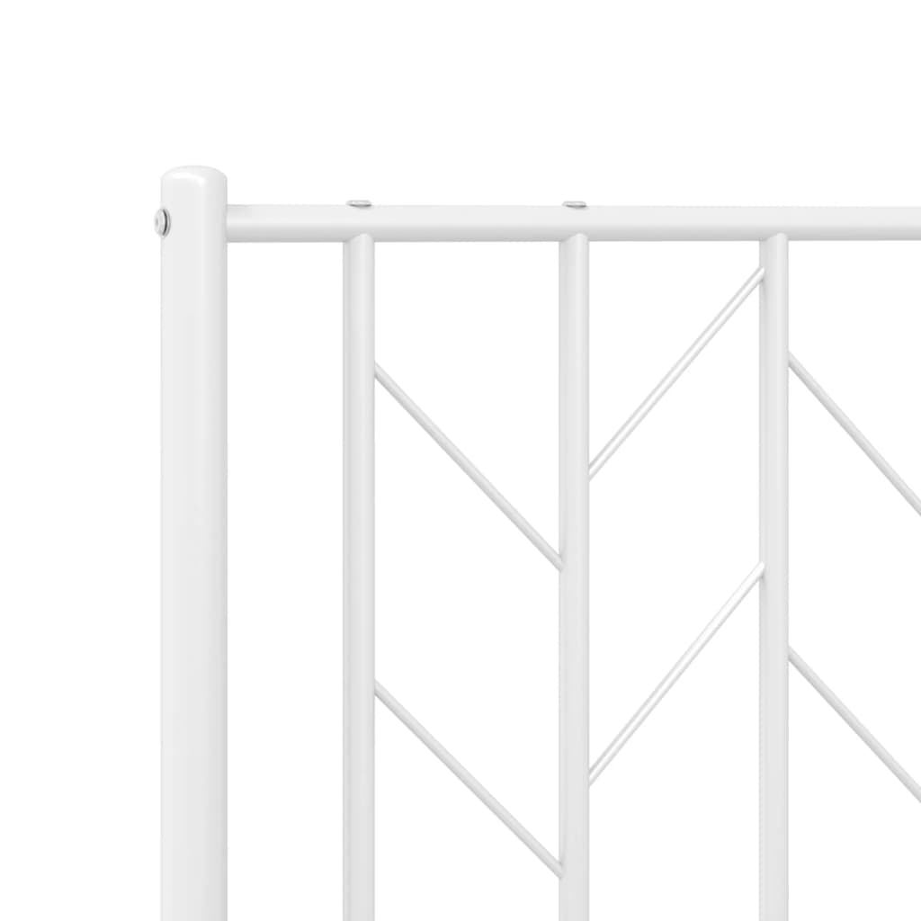 vidaXL Metal Bed Frame with Headboard White 75x190 cm Small Single