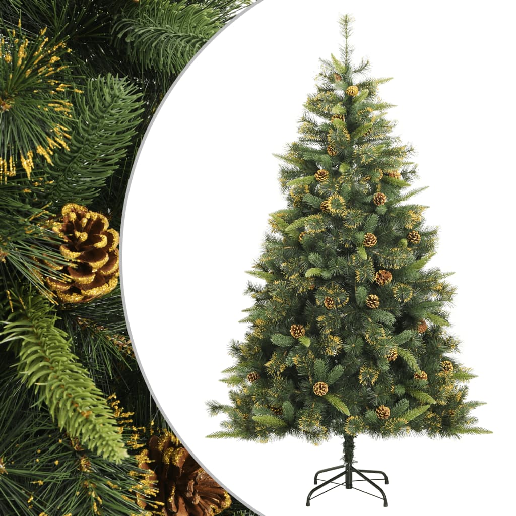 vidaXL Artificial Hinged Christmas Tree with Cones 210 cm