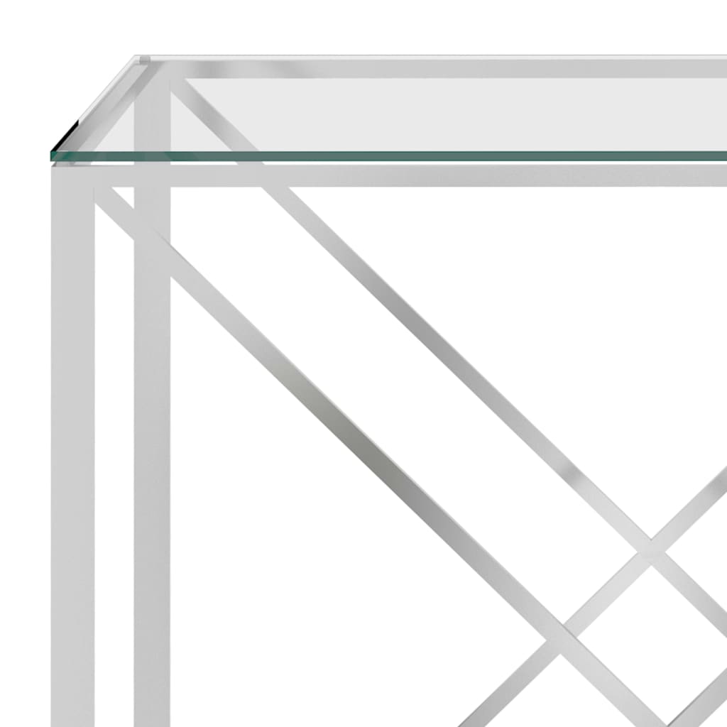 vidaXL Side Table Silver 140x40x78 cm Stainless Steel and Glass