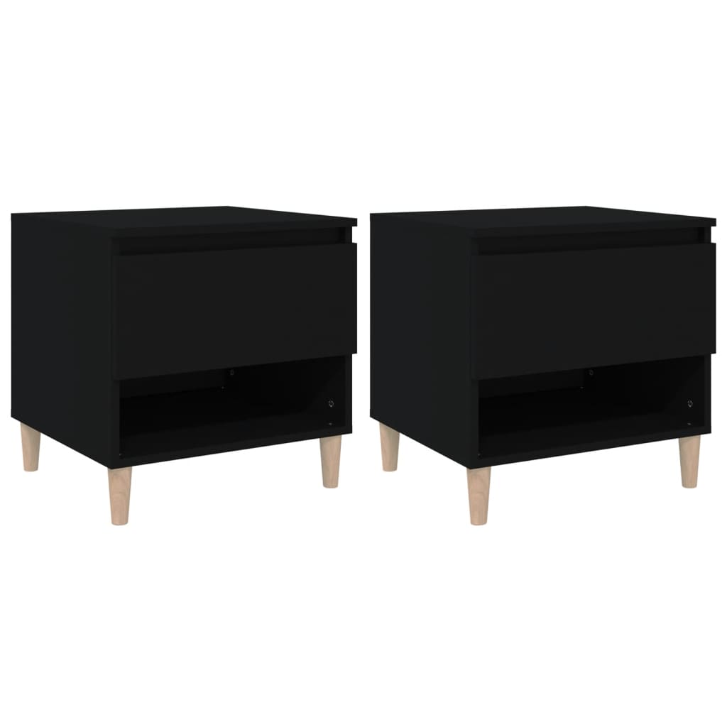vidaXL Bedside Tables 2 pcs Black 50x46x50 Engineered Wood