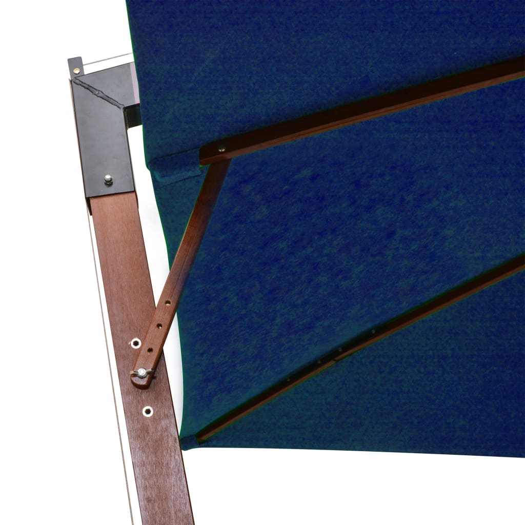 vidaXL Hanging Parasol with Pole Azure Blue 3x3 m Solid Fir Wood