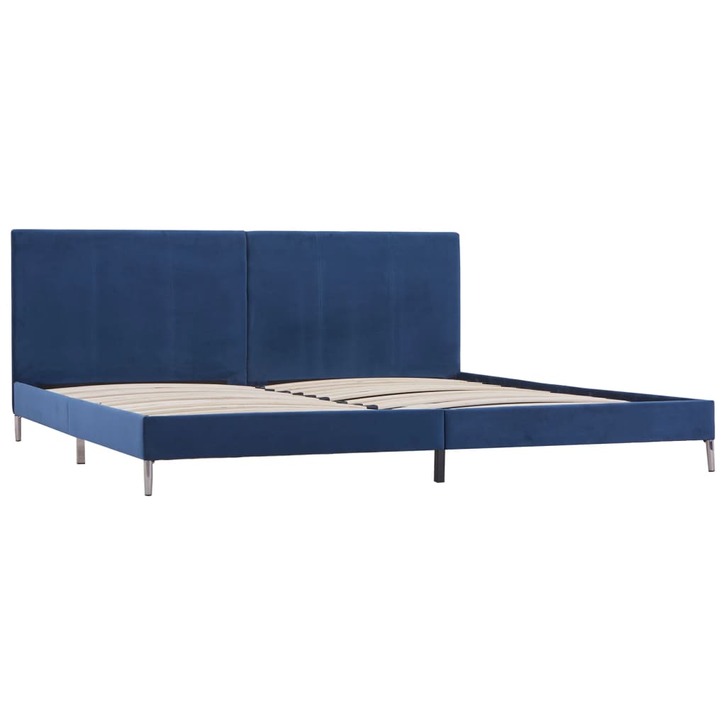 vidaXL Bed Frame Blue Fabric 180x200 cm Super King