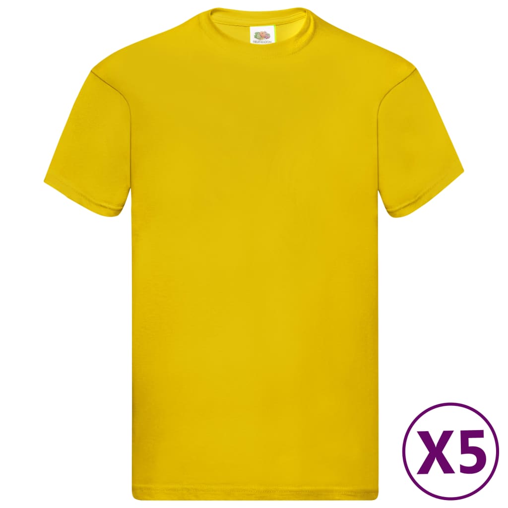Fruit of the Loom Original T-shirts 5 pcs Yellow XXL Cotton