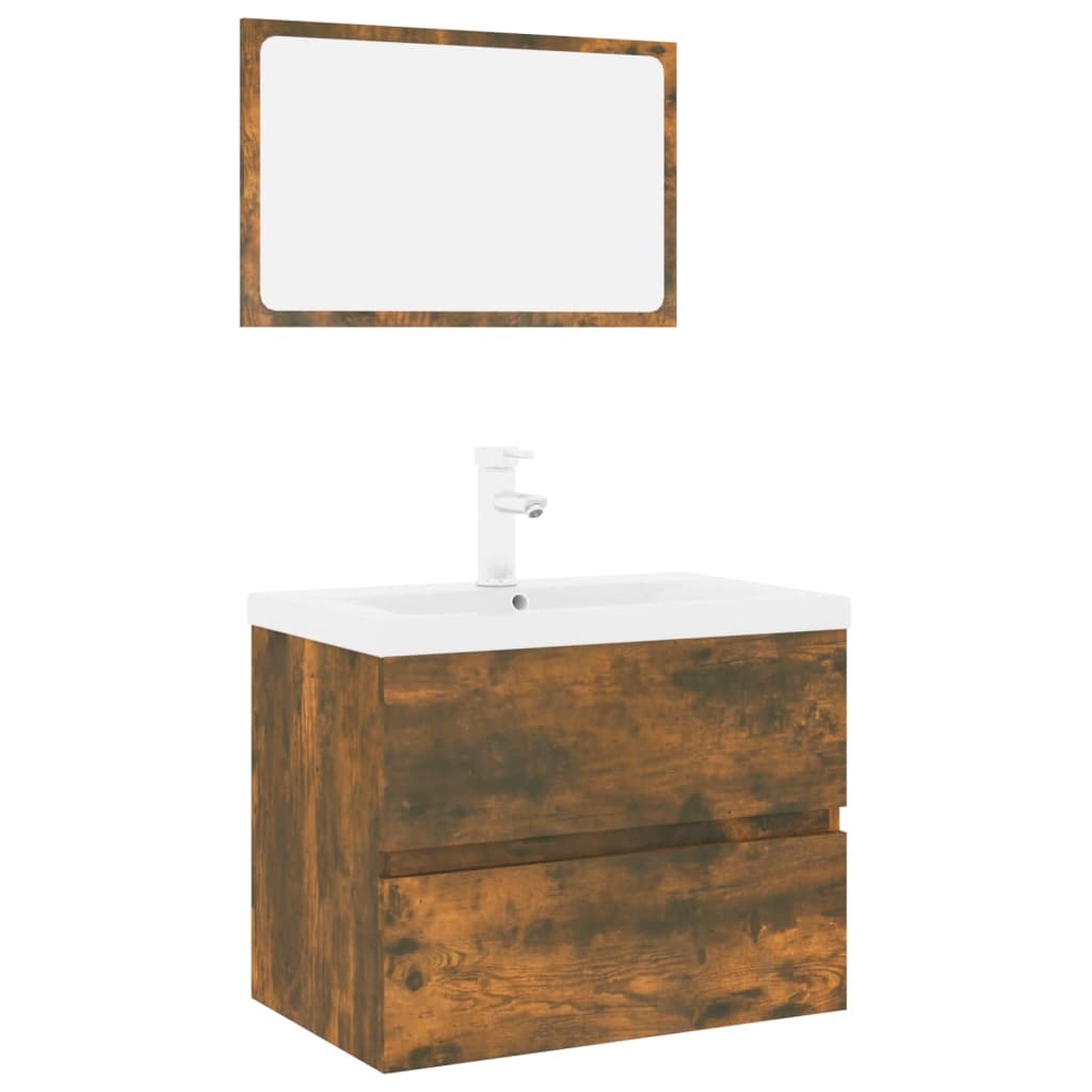 vidaXL Bathroom Furniture Set Smoked Oak Engineered Wood