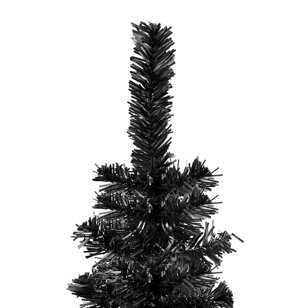 vidaXL Slim Pre-lit Christmas Tree with Ball Set Black 240 cm