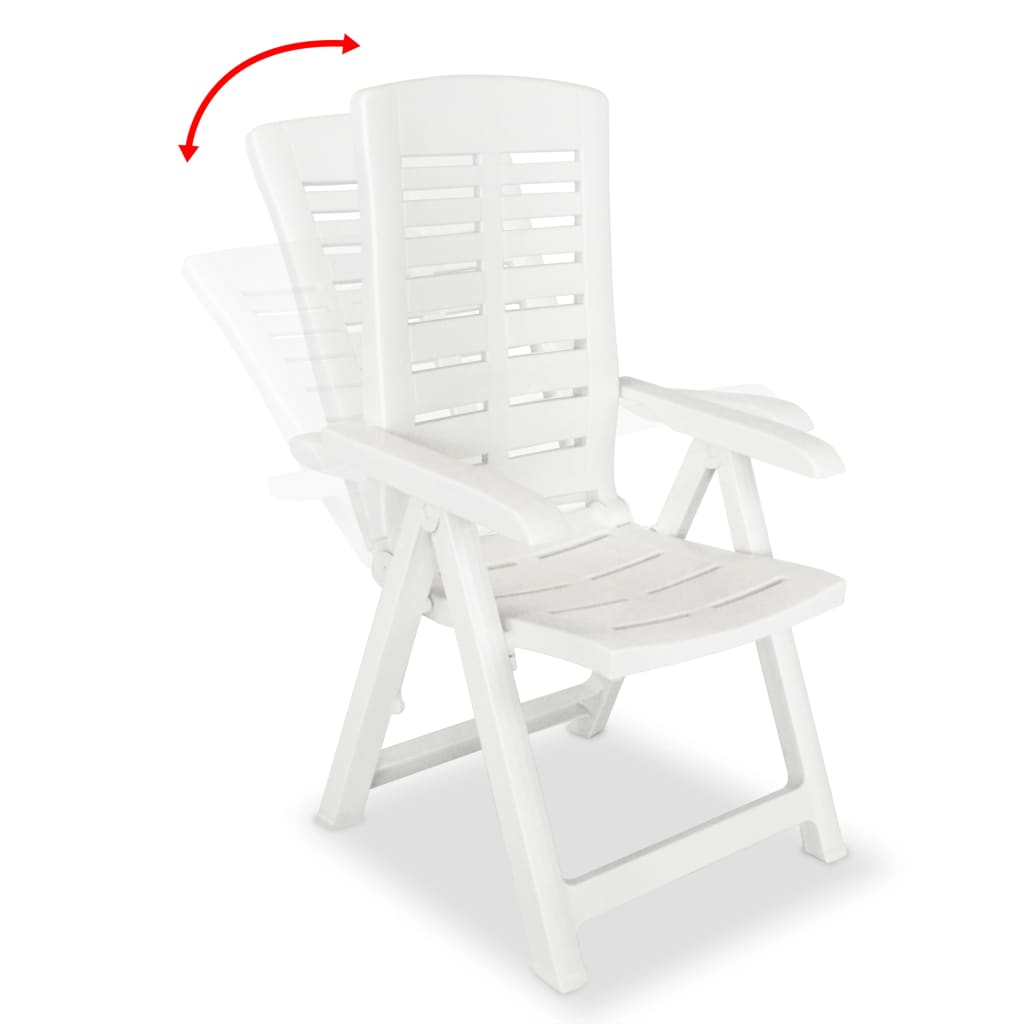 vidaXL Reclining Garden Chairs 4 pcs Plastic White