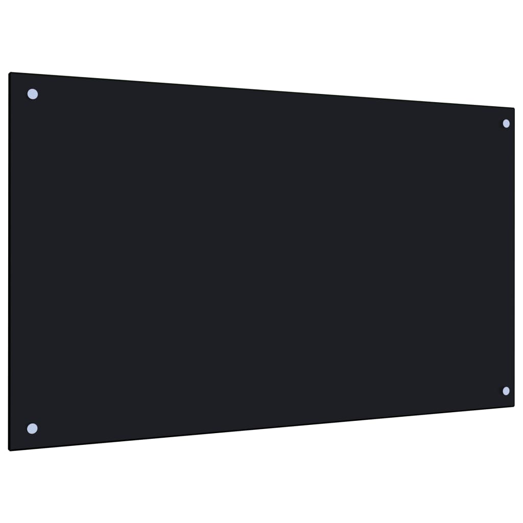 vidaXL Kitchen Backsplash Black 100x60 cm Tempered Glass