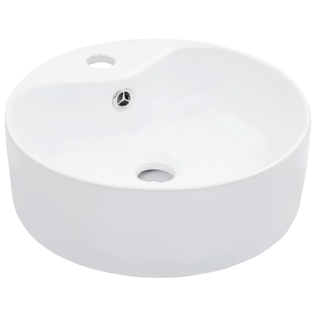 vidaXL Wash Basin with Overflow 36x13 cm Ceramic White