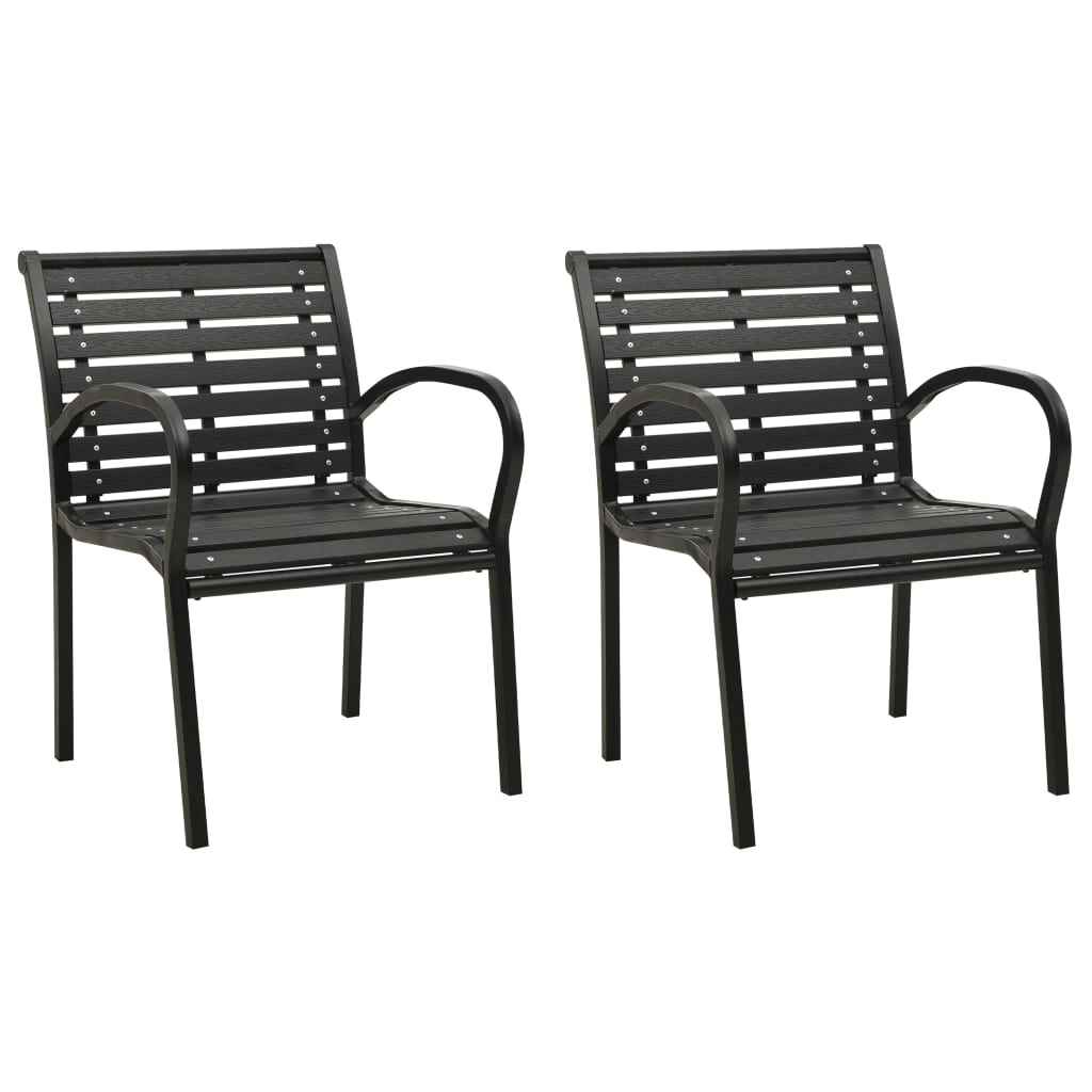 vidaXL Garden Chairs 2 pcs Steel and WPC Black