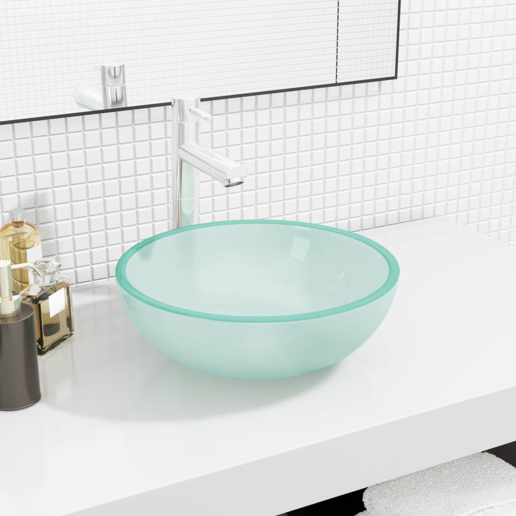 vidaXL Basin Tempered Glass 35x12 cm Frosted