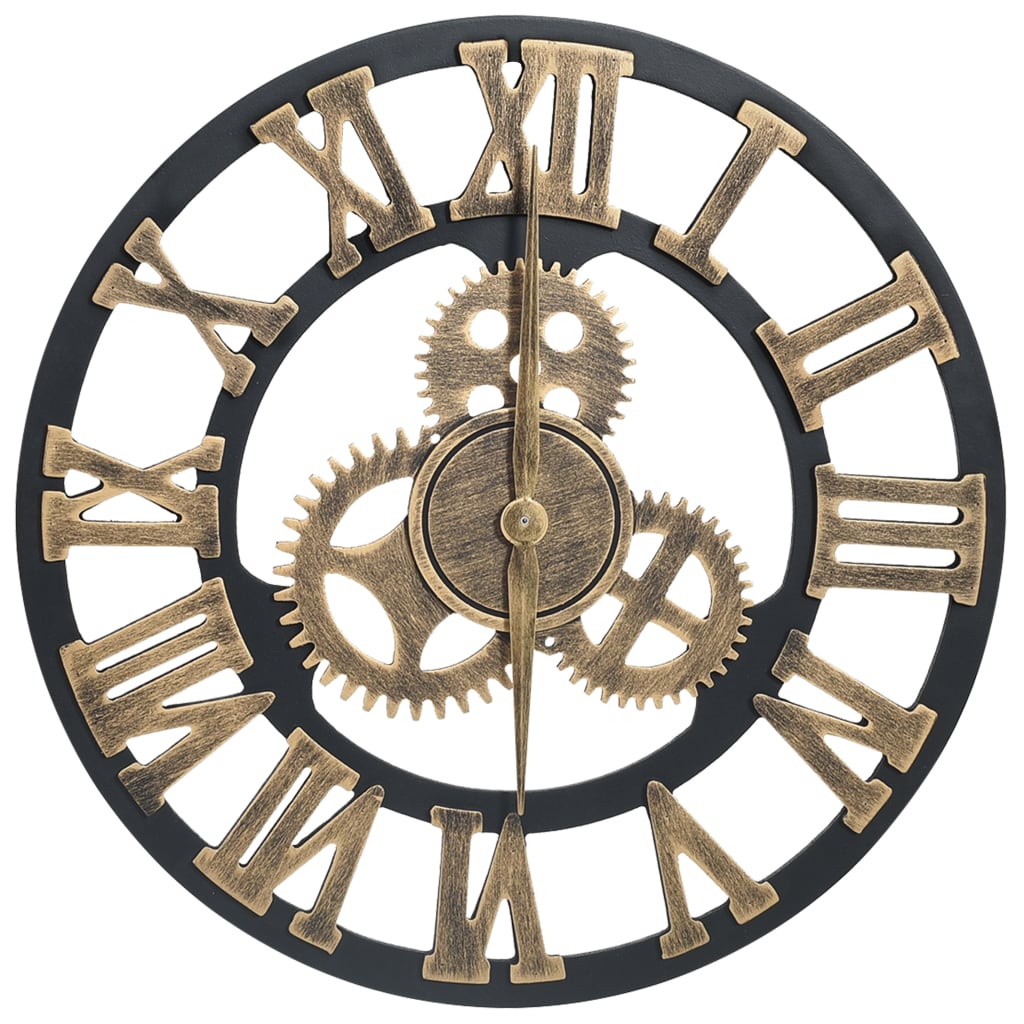 vidaXL Wall Clock Gold and Black 45 cm MDF