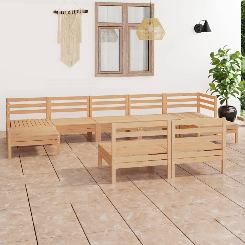 vidaXL 9 Piece Garden Lounge Set Solid Wood Pine