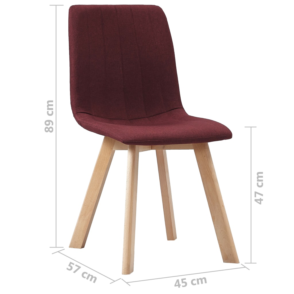vidaXL Dining Chairs 4 pcs Wine Red Fabric