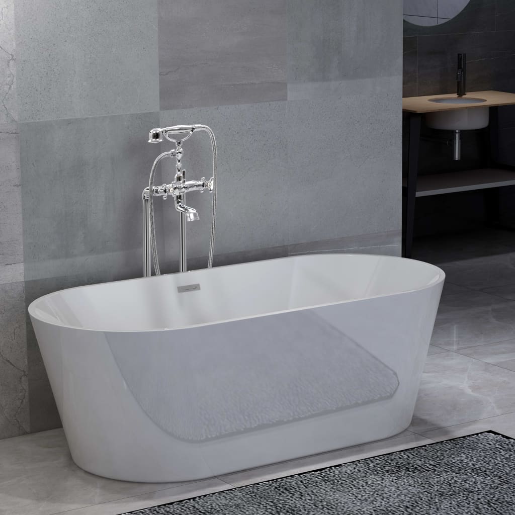 vidaXL Freestanding Bathtub and Faucet 220 L 99.5 cm Silver