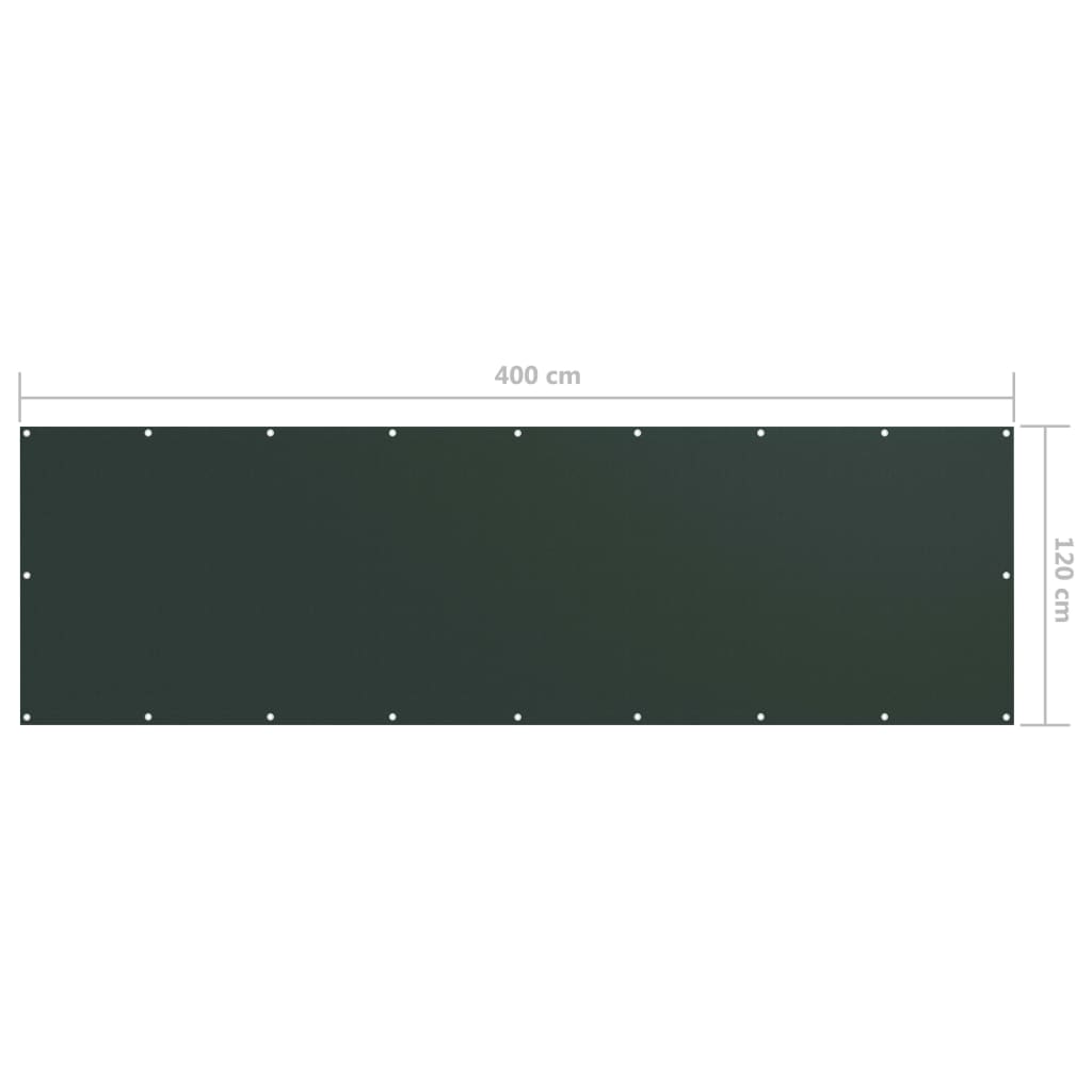 vidaXL Balcony Screen Dark Green 120x400 cm Oxford Fabric