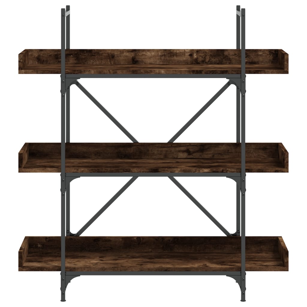 vidaXL Bookcase 3-Tier Smoked Oak 100x33x108.5 cm Engineered Wood