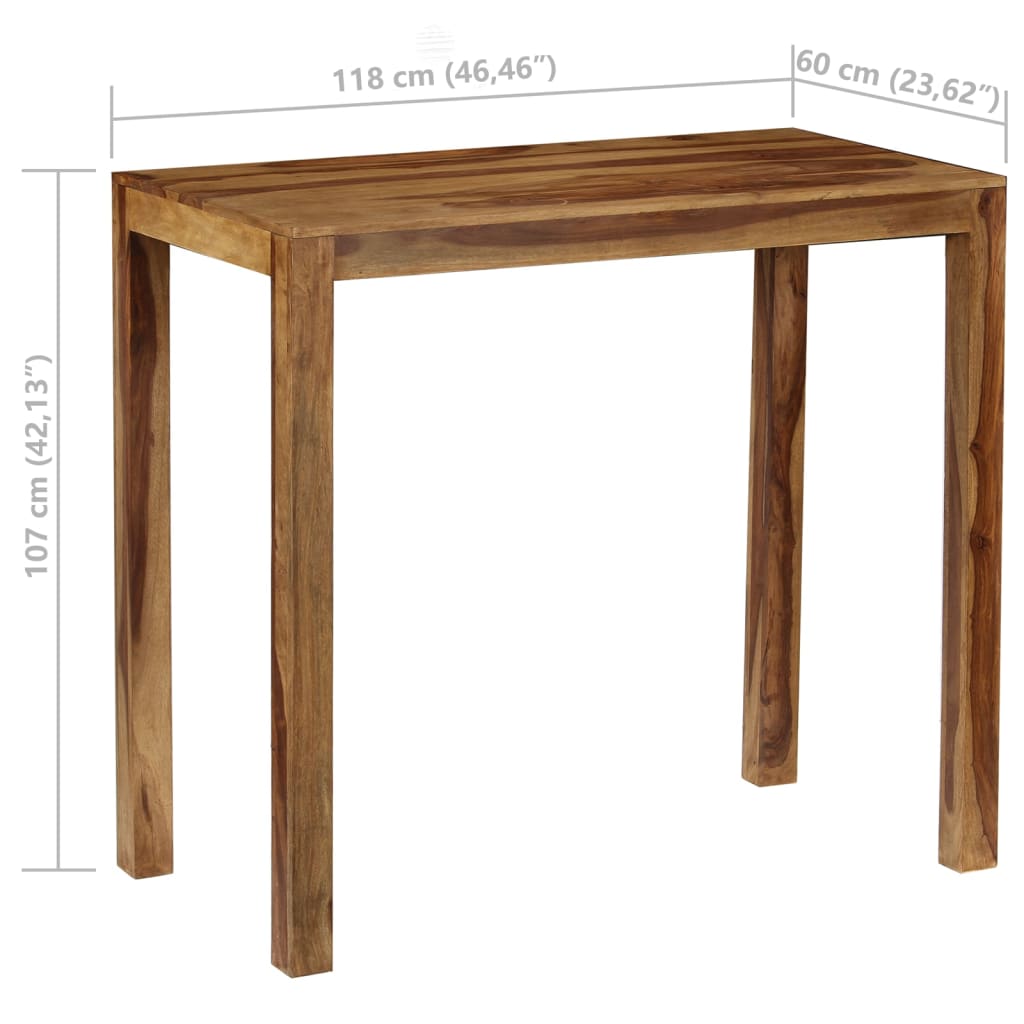 vidaXL Bar Table Solid Sheesham Wood 118x60x107 cm