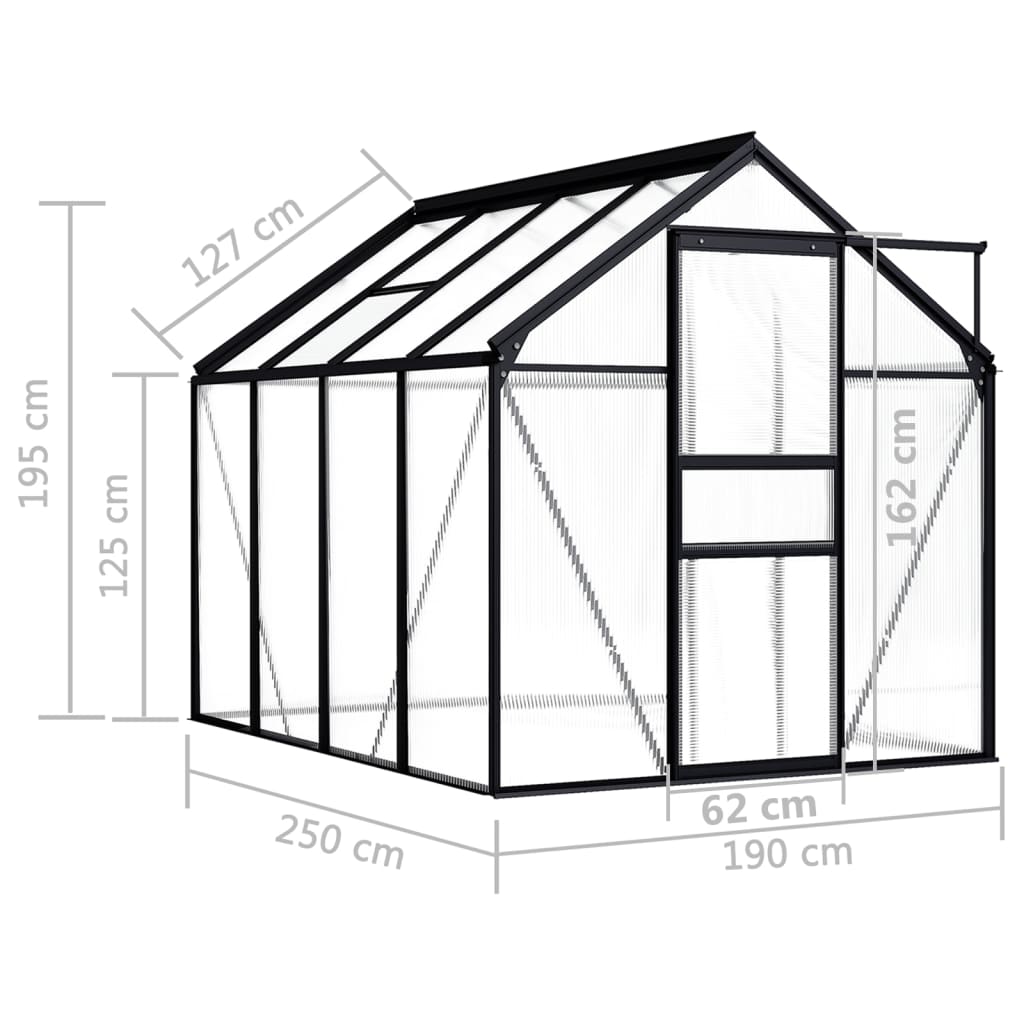 vidaXL Greenhouse Anthracite Aluminium 4.75 m²