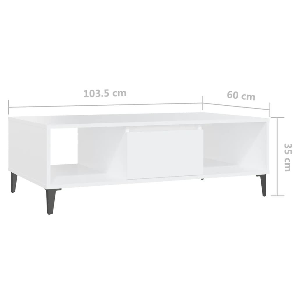 vidaXL Coffee Table White 103.5x60x35 cm Engineered Wood