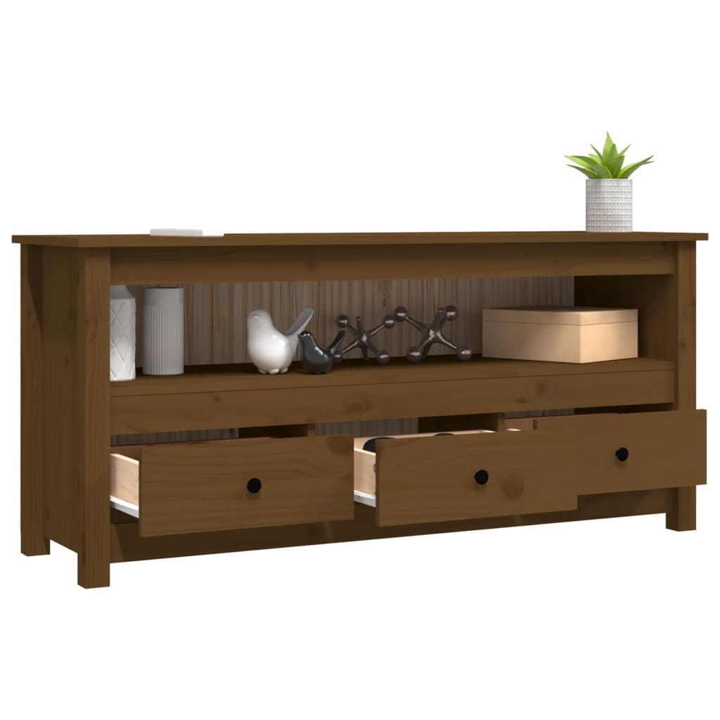 vidaXL TV Cabinet Honey Brown 114x35x52 cm Solid Wood Pine