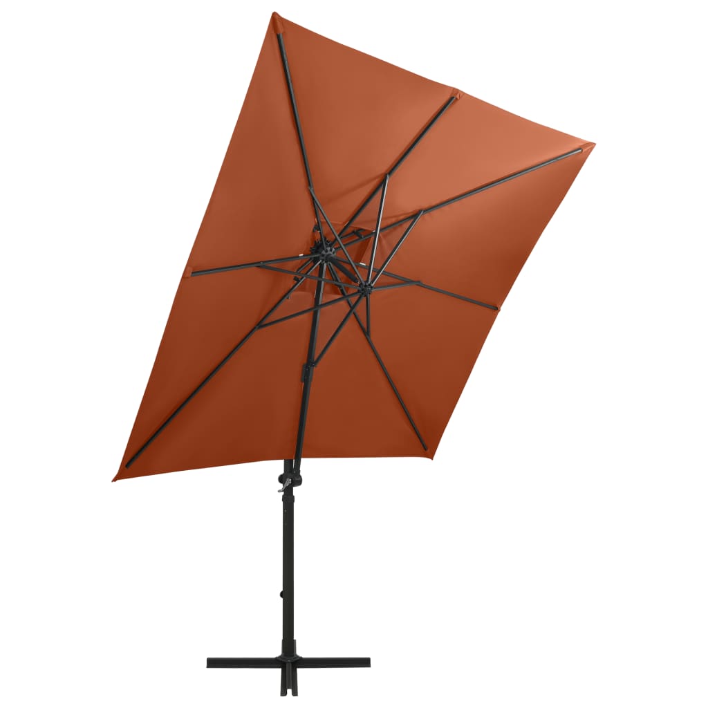 vidaXL Cantilever Umbrella with Pole and LED Lights Terracotta 250 cm
