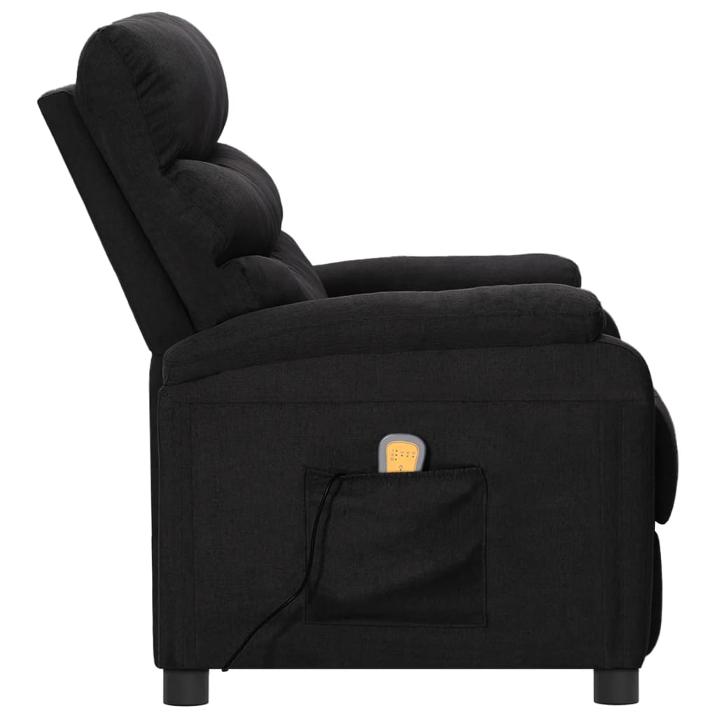 vidaXL Wing Back Massage Reclining Chair Black Faux Leather